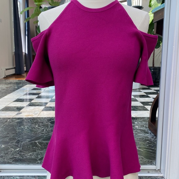 Ann Taylor exposed shoulder peplum top - Picture 2 of 8